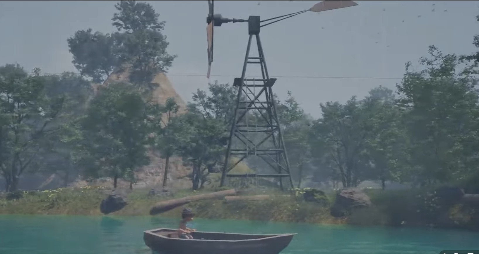 Crossing floating wooden rafts over open water