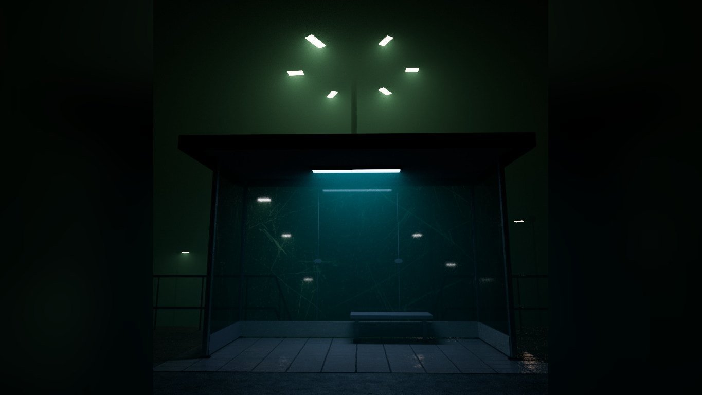 Bus Stop Night Scene: main render