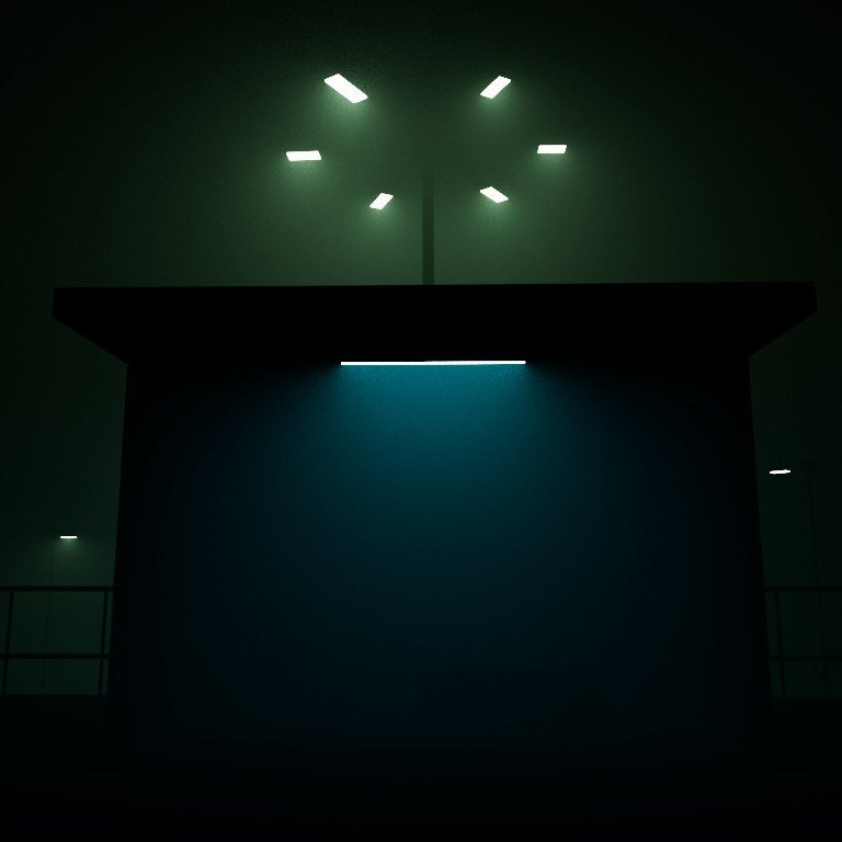 Bus Stop Night Scene: render 3