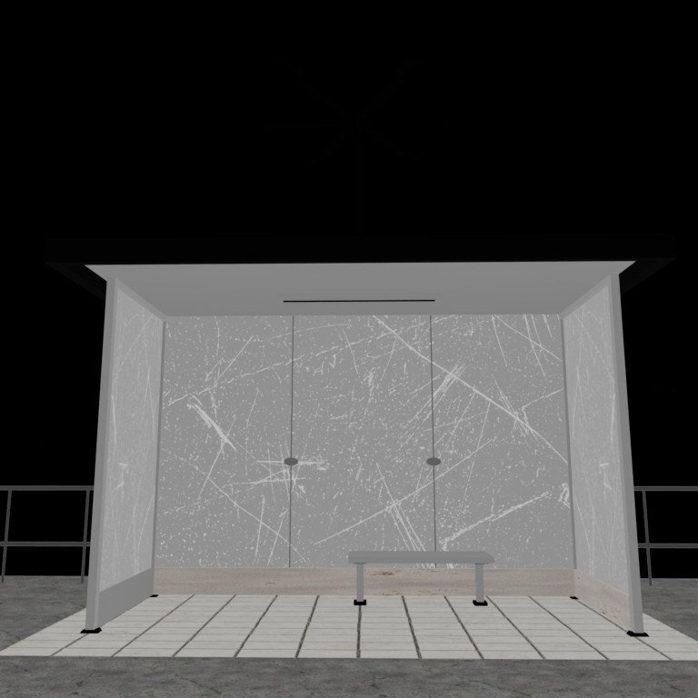 Bus Stop Night Scene: wireframe