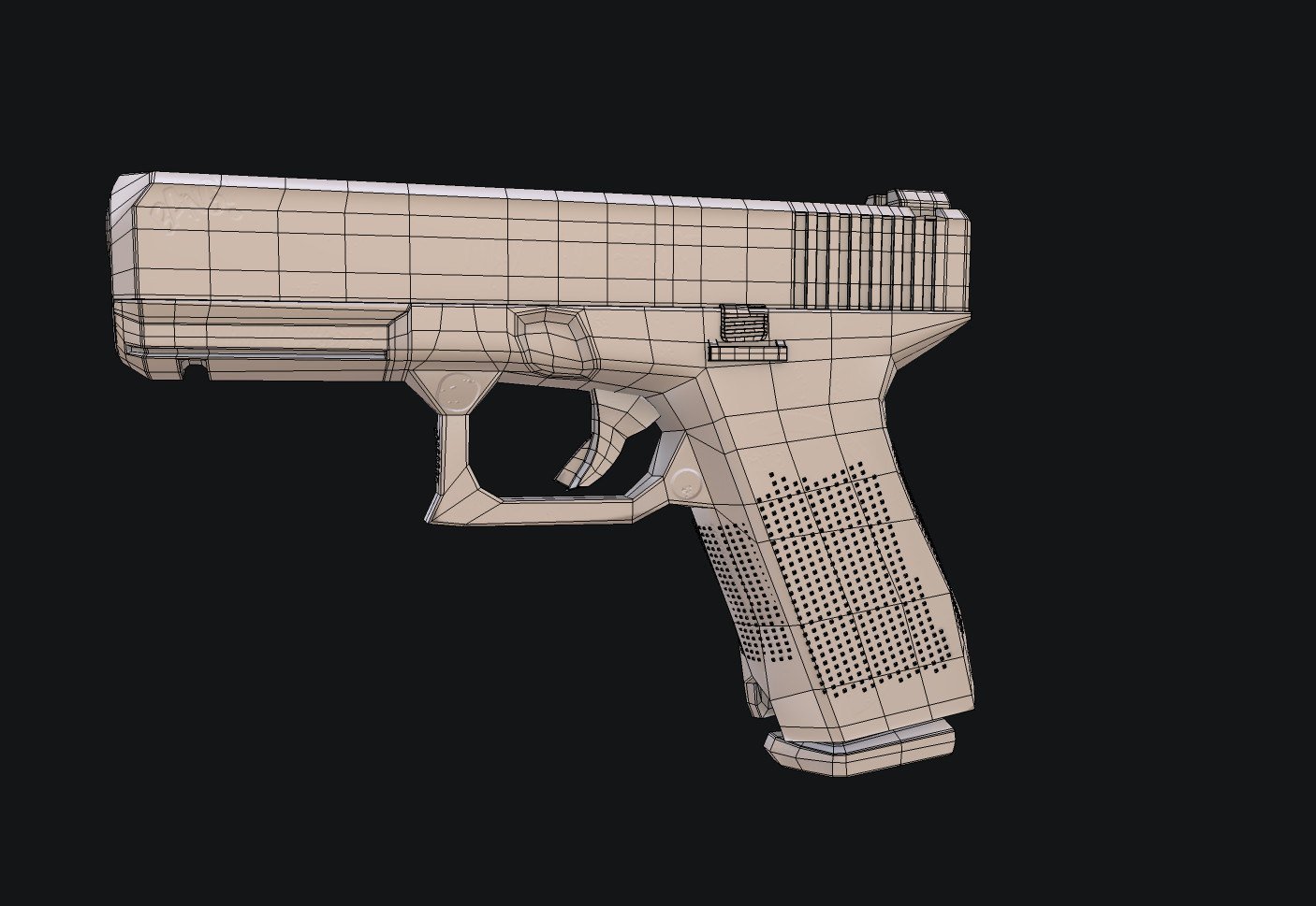 Stylized Pistol: wireframe