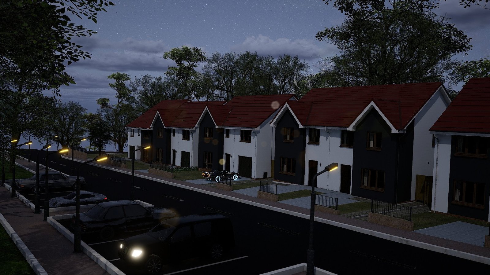 Modern Suburban Neighborhood: render 1
