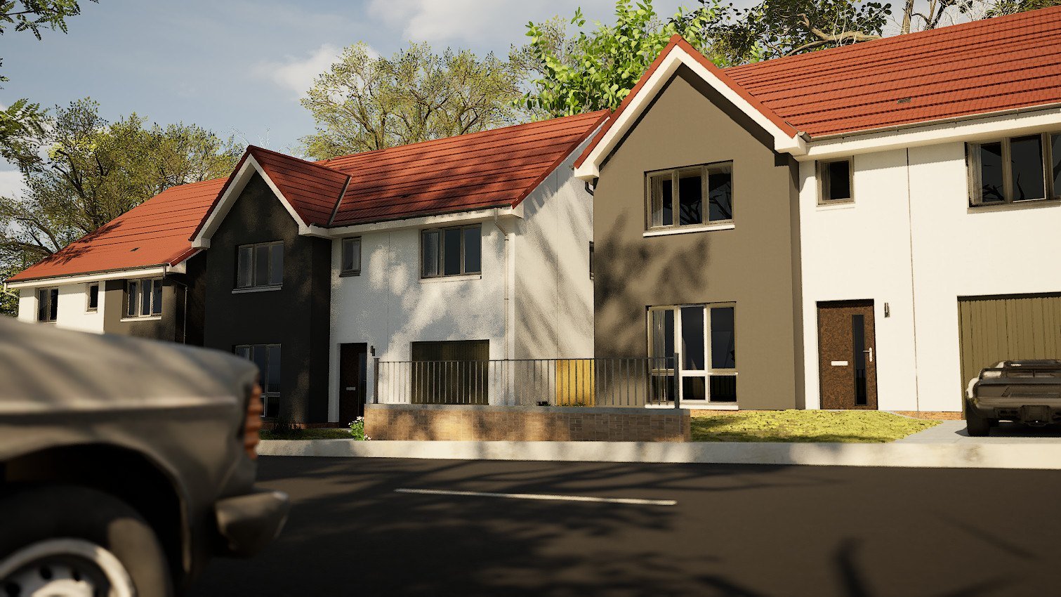 Modern Suburban Neighborhood: render 3